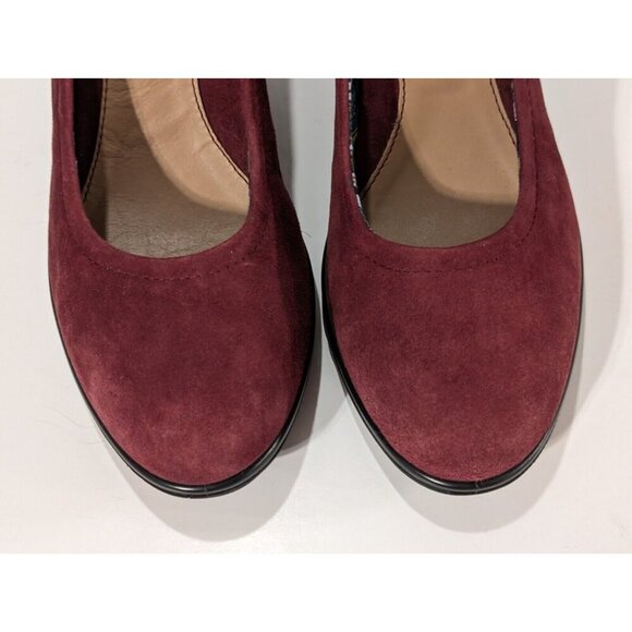 Hotter Wedge Shoes Suede Heels Women's Slip On Maroon Sz 6.5 - Picture 3 of 11